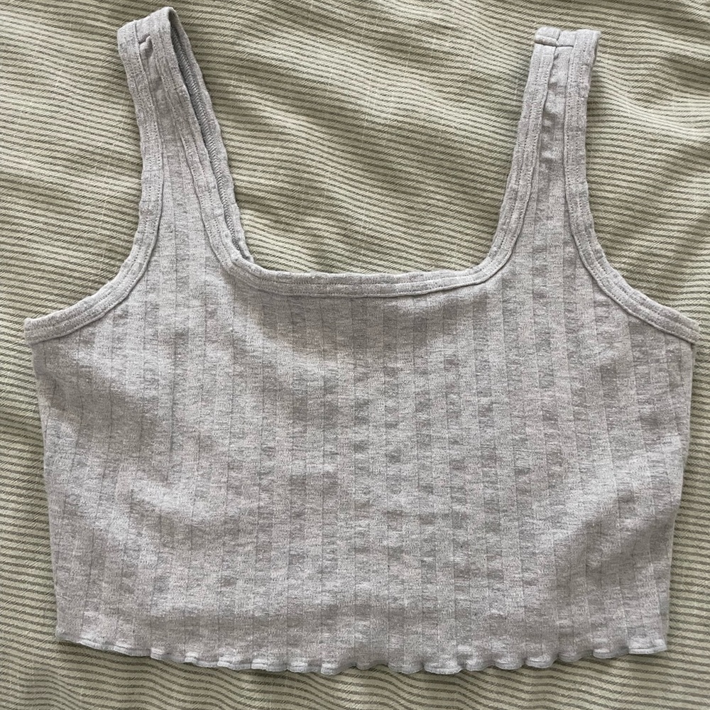 Grey square neck cropped tank